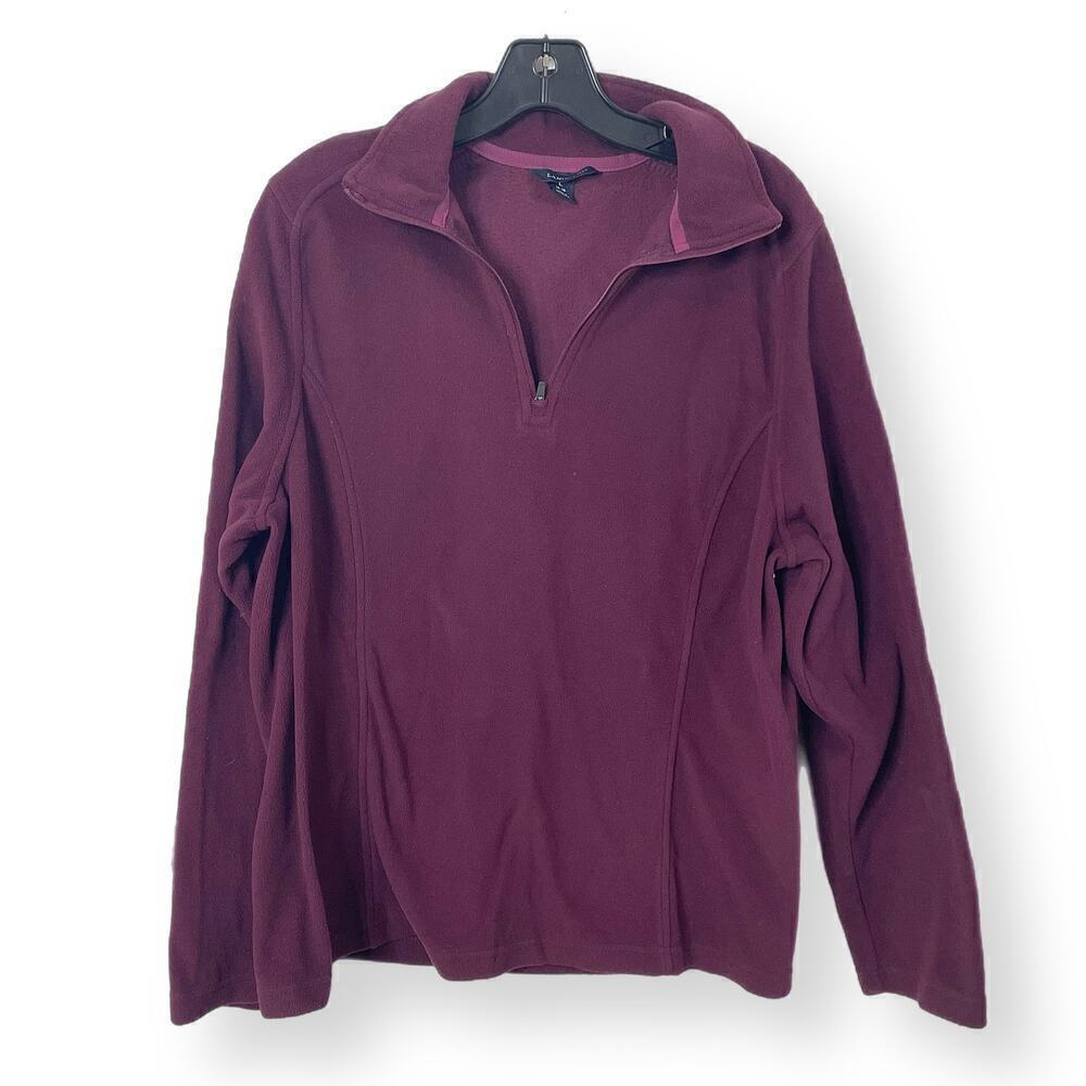 Lands' End half zip popover fleece L purple ladies Polartec